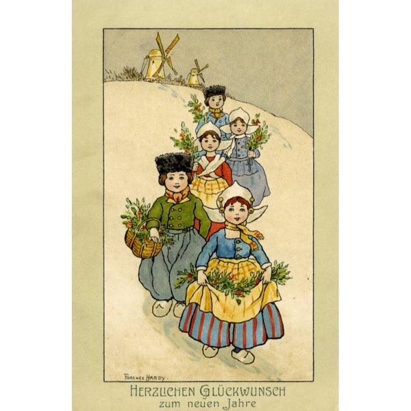 Vintage German Christmas New Year Greetings Postcard 'Herlichen Gluckwunsch zum neuen Jahre''