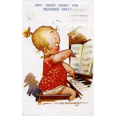 Vintage Bamforth 'Tempest Kiddy' Series Postcard 'Why "Silent Zones" for Motorists only?''