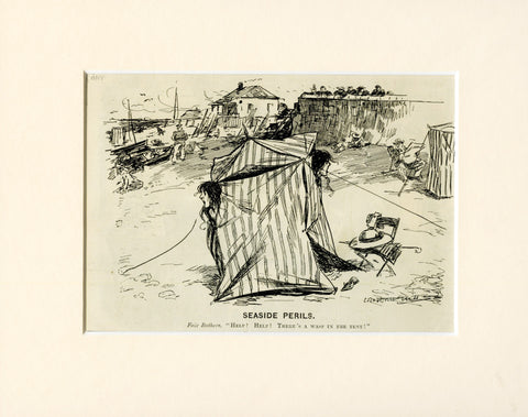 Original Punch Magazine Cartoon 'Seaside Perils'