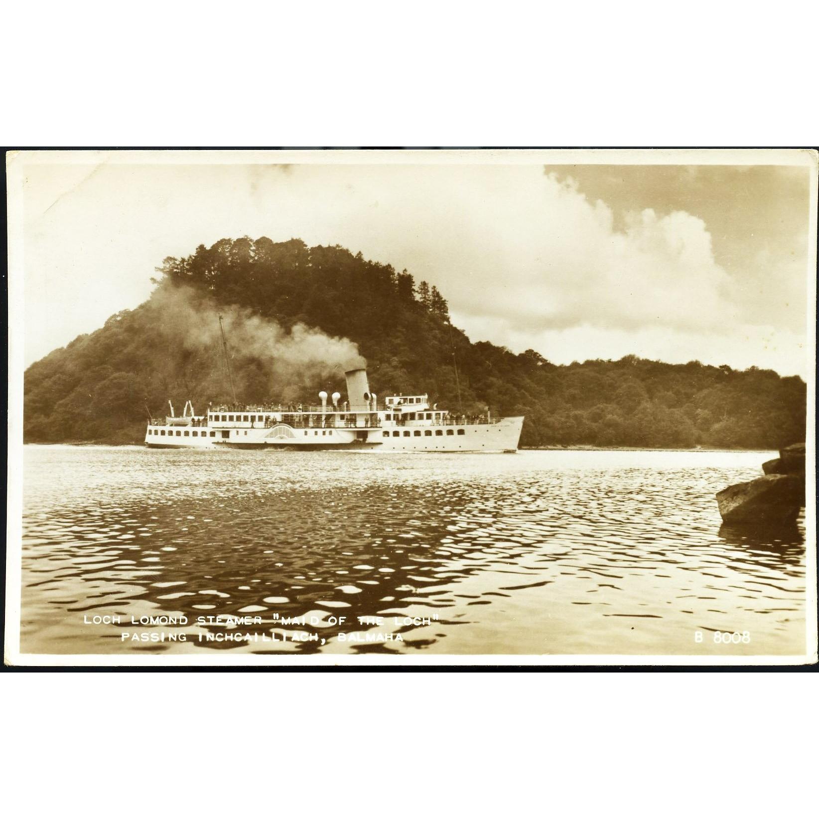 Valentine & Sons Real Photo Postcard 'Loch Lomond Steamer 'Man of the Loch''