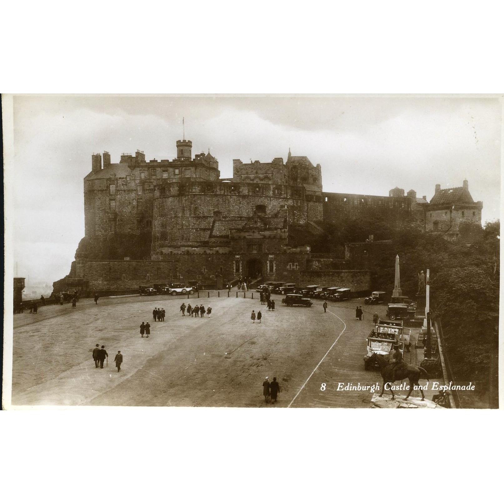 Real Photograph Postcard 'Edinburgh Castle and Esplanade'