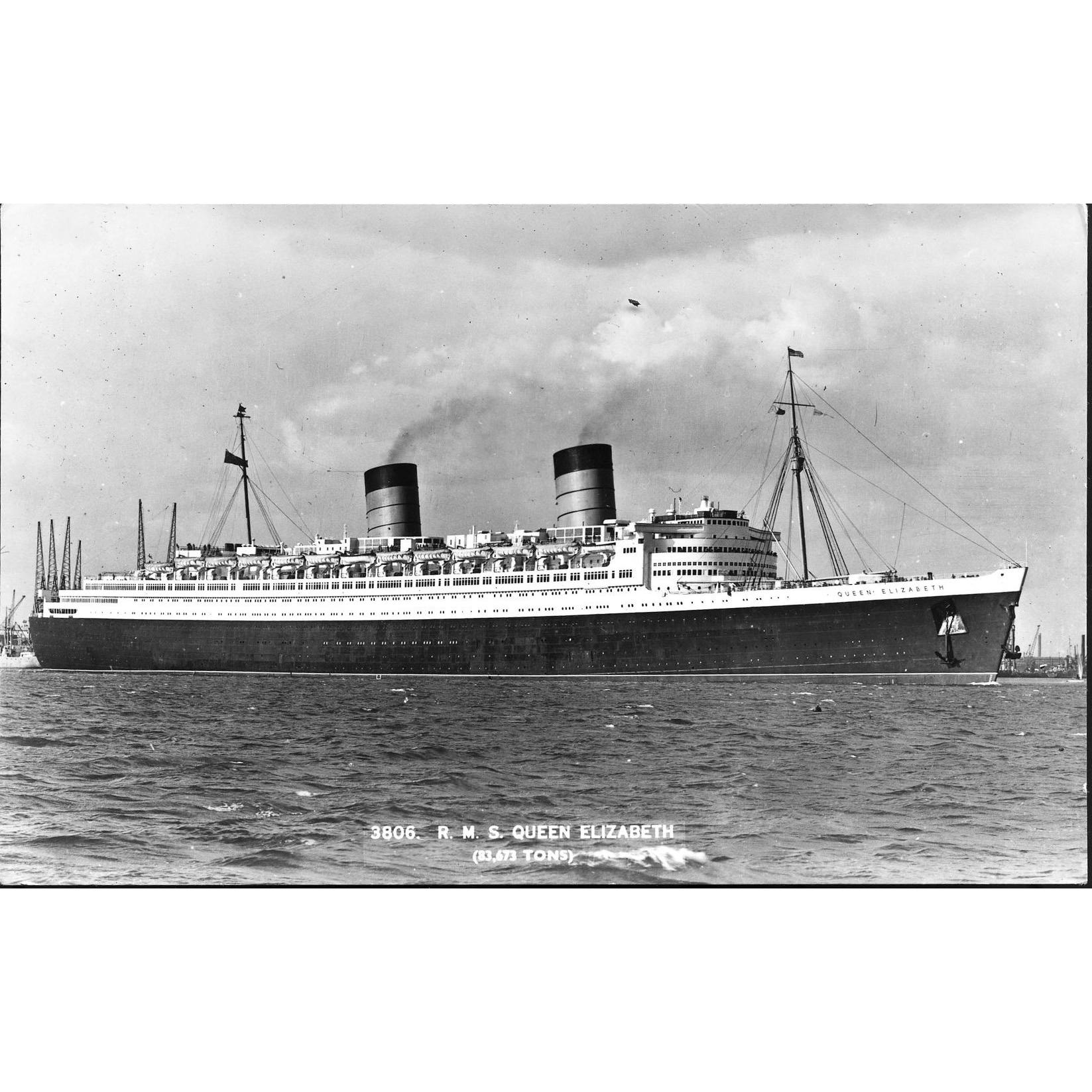 Real Photograph Postcard 'R.M.S. Queen Elizabeth'