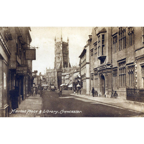 'Cecily' Series Postcard 'Market Place & Library, Cirencester'