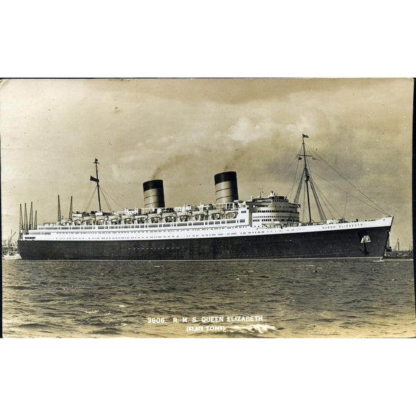 Real Photograph Postcard 'R.M.S. Queen Elizabeth'