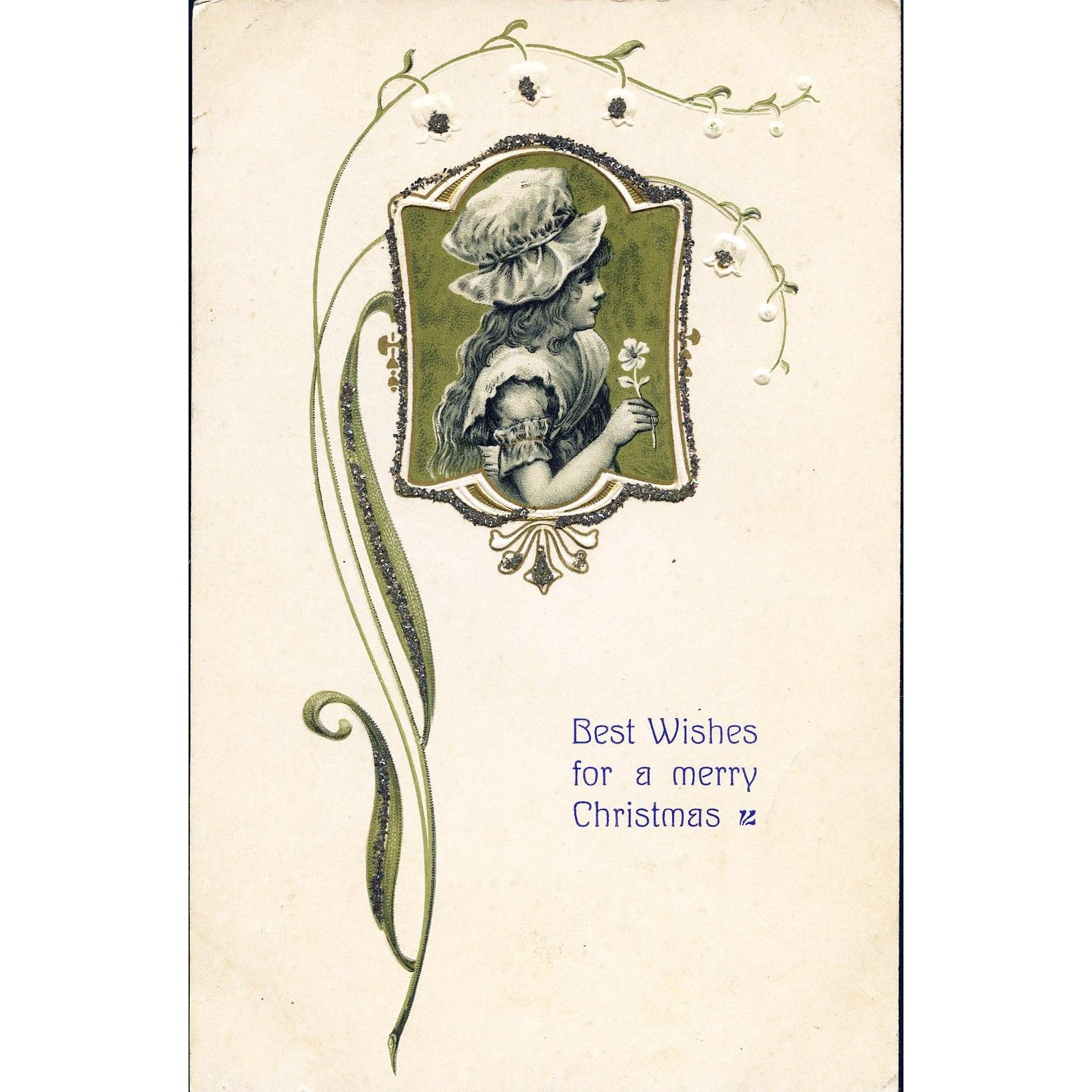 Christmas Postcard 'Best wishes for a Merry Christmas'