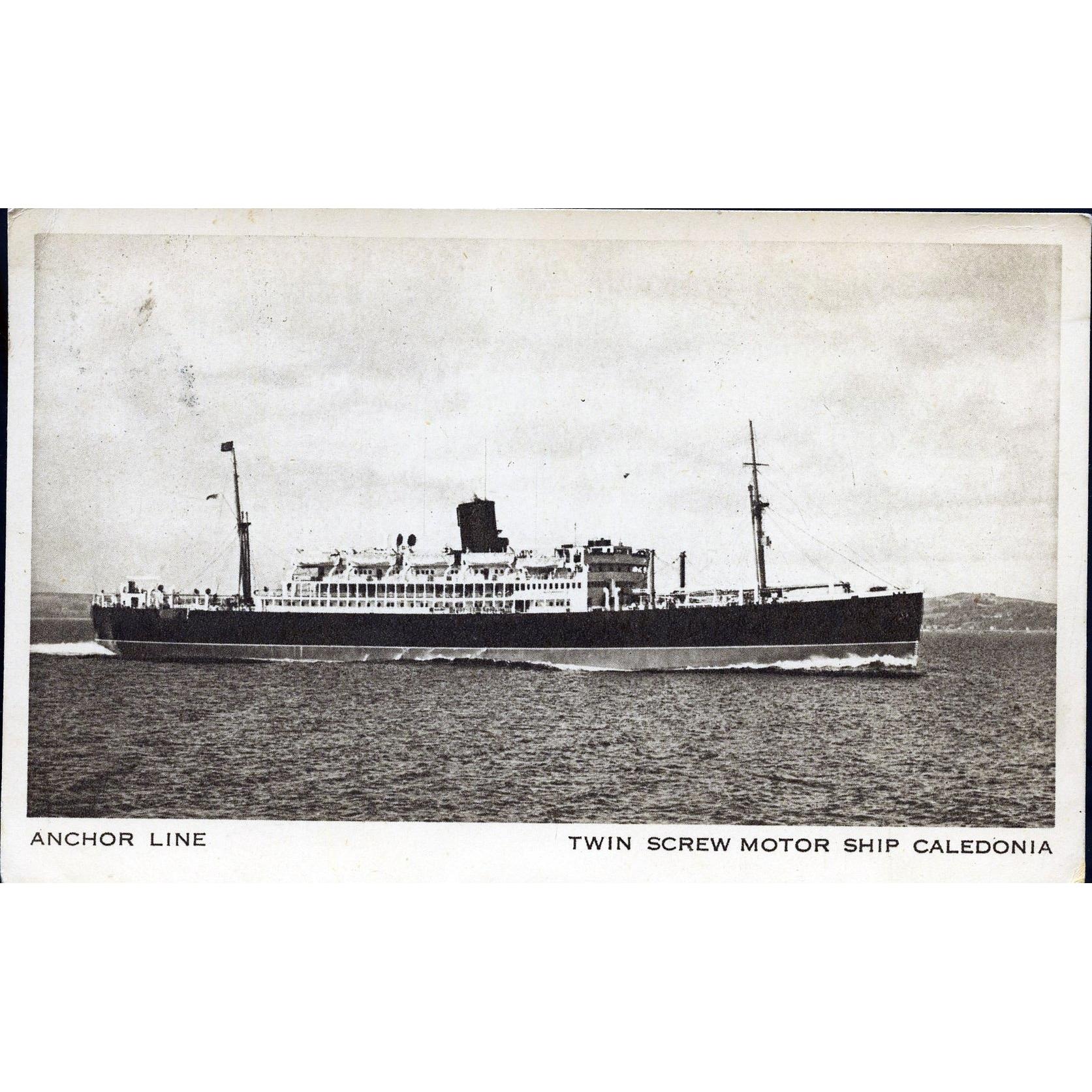 Photographic Postcard 'Anchor Line: Twin Screw Motor Ship Caledonia'