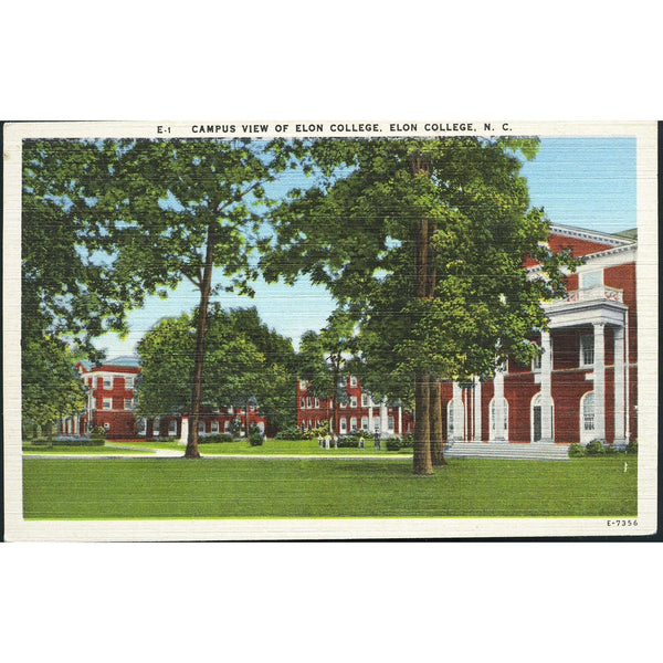 Ashville Post Card Co. Linen Postcard 'Campus View of Elon College, Elon, N.C.'