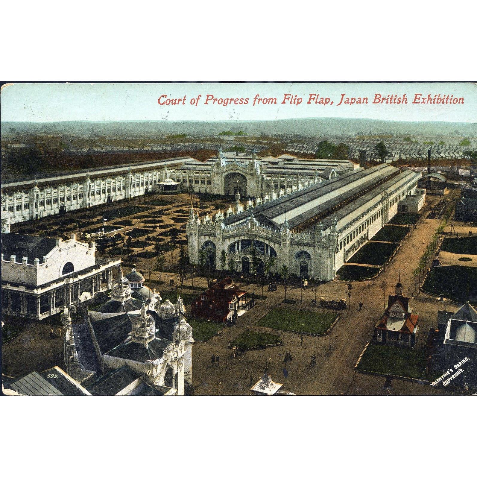 Japan British Exhibition Postcard 'Court of Progress from Flip-flap'