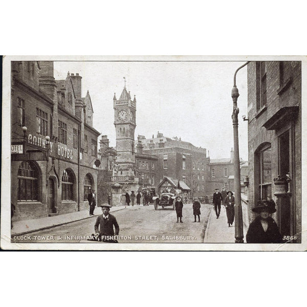 W. Hollick Postcard 'Clock Tower & Infirmary, Fisherton Street, Salisbury'