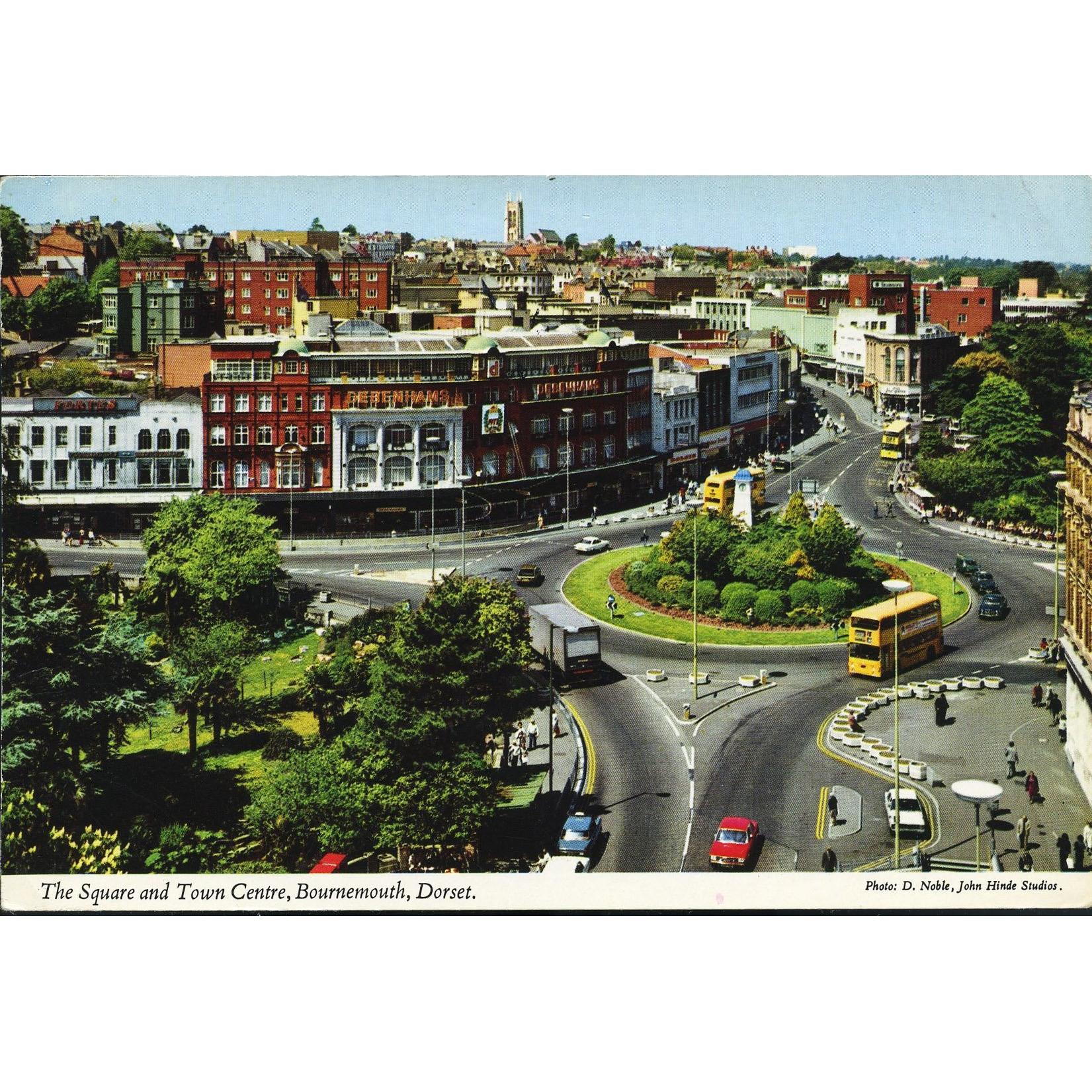 John Hinde Original Postcard 'The Square and Town Centre, Bournemouth, Dorset'