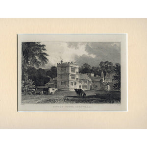 Steel Engraving 'Cotele House, Cornwall' 1831