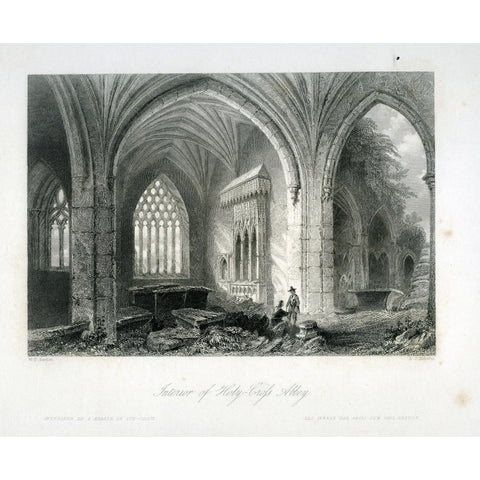 Engraving 'Interior of Holy-cross Abbey' 1841