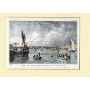 Steel Engraving 'The Lary Bridge, over the Plym, or Saltram Creek', c. 1830