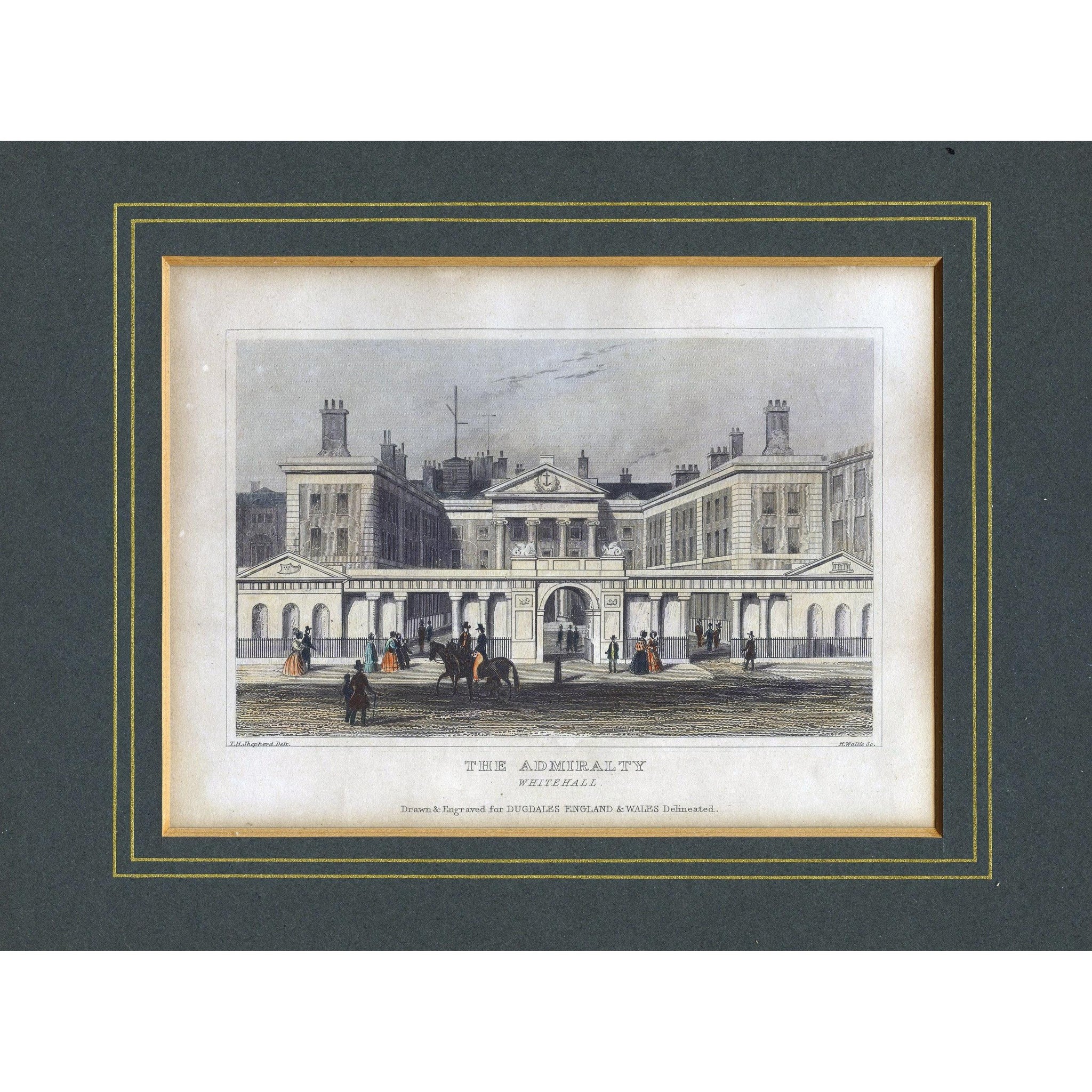 Steel Engraving 'The Admiralty, Whitehall', c. 1840