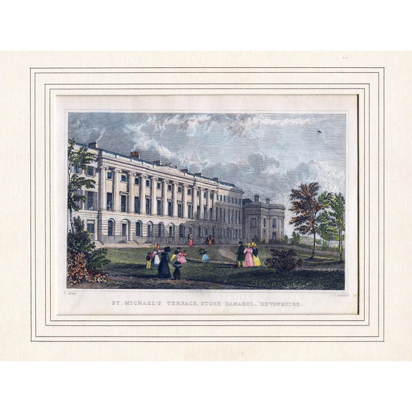 Steel Engraving 'St. Michael's Terrace, Stoke Damarel, Devonshire', c. 1830