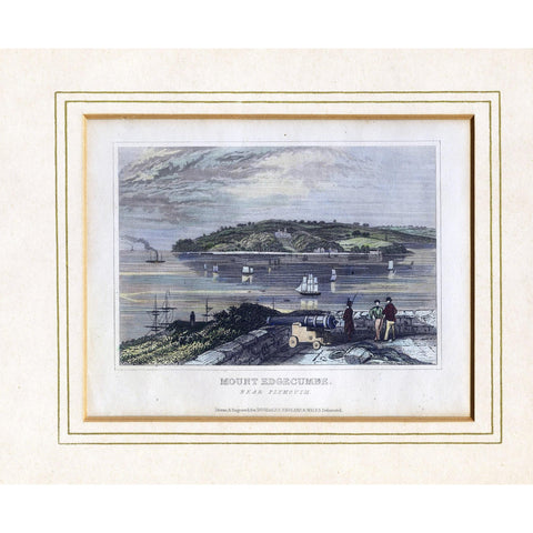 Steel Engraving 'Mount Edgecumbe', c. 1840