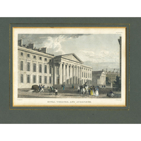 Steel Engraving 'Royal Theatre and Athenaeum', c. 1830