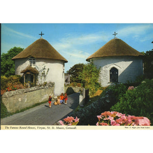 John Hinde Original Postcard 'The Famous Round Houses, Veryan, Nr. St. Mawes, Cornwall'