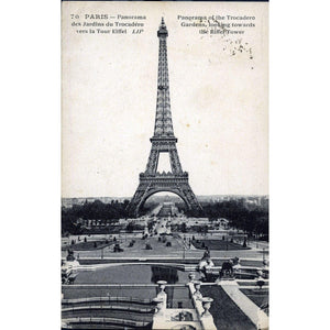 LIP 'Les Editions Artistiques' Postcard 'Paris- Panorama des Jardins du Trocadero vers la Tour Eiffel'