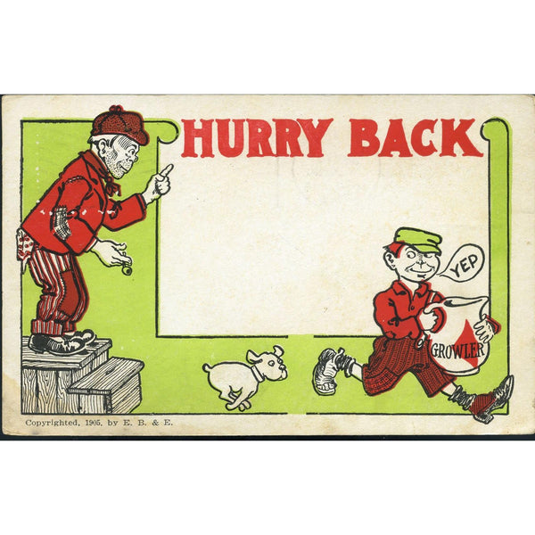 Temperance Themed Postcard 'Hurry Back'