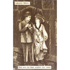 Temperance Themed Postcard 'Anti-Wet. God Save me from another Dry Town.'