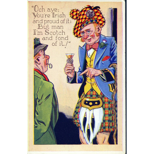 Valentine's 'Pawky Scot' Postcard 'But man I'm Scotch and fond of it!'