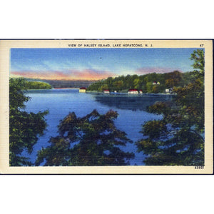 Ruben Quality Views' linen postcard 'View of Halsey Island, Lake Hopacong, N. J.'