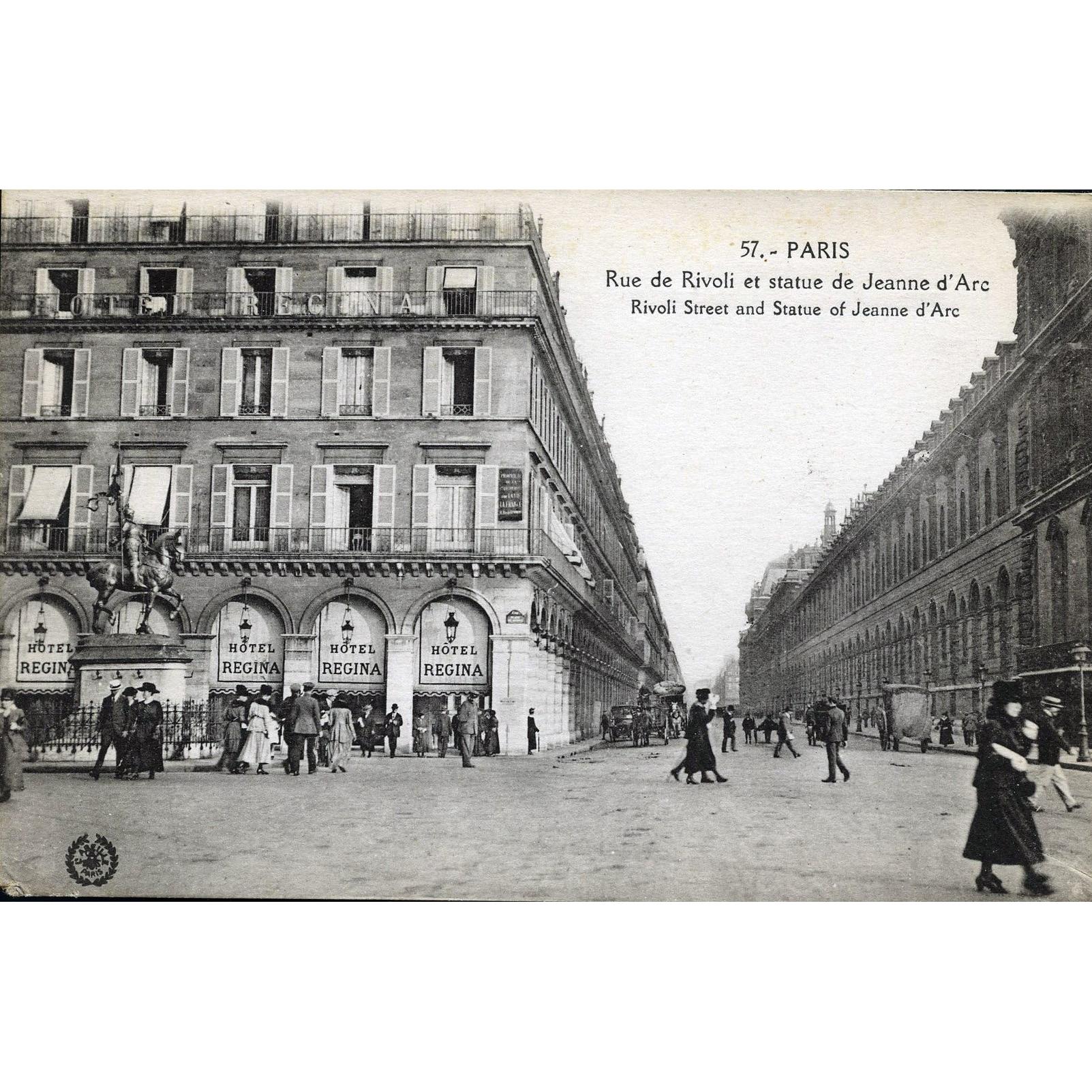 'L'Abeille' Postcard 'Paris. - Rue de Rivoli et statue de Jeanne d'Arc'