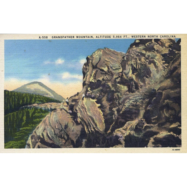 Ashville Postcard Co. Linen Postcard 'Grandfather Mountain, Western North Carolina'