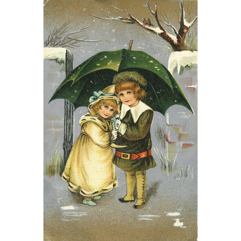 BB London Postcard Children under Umbrella