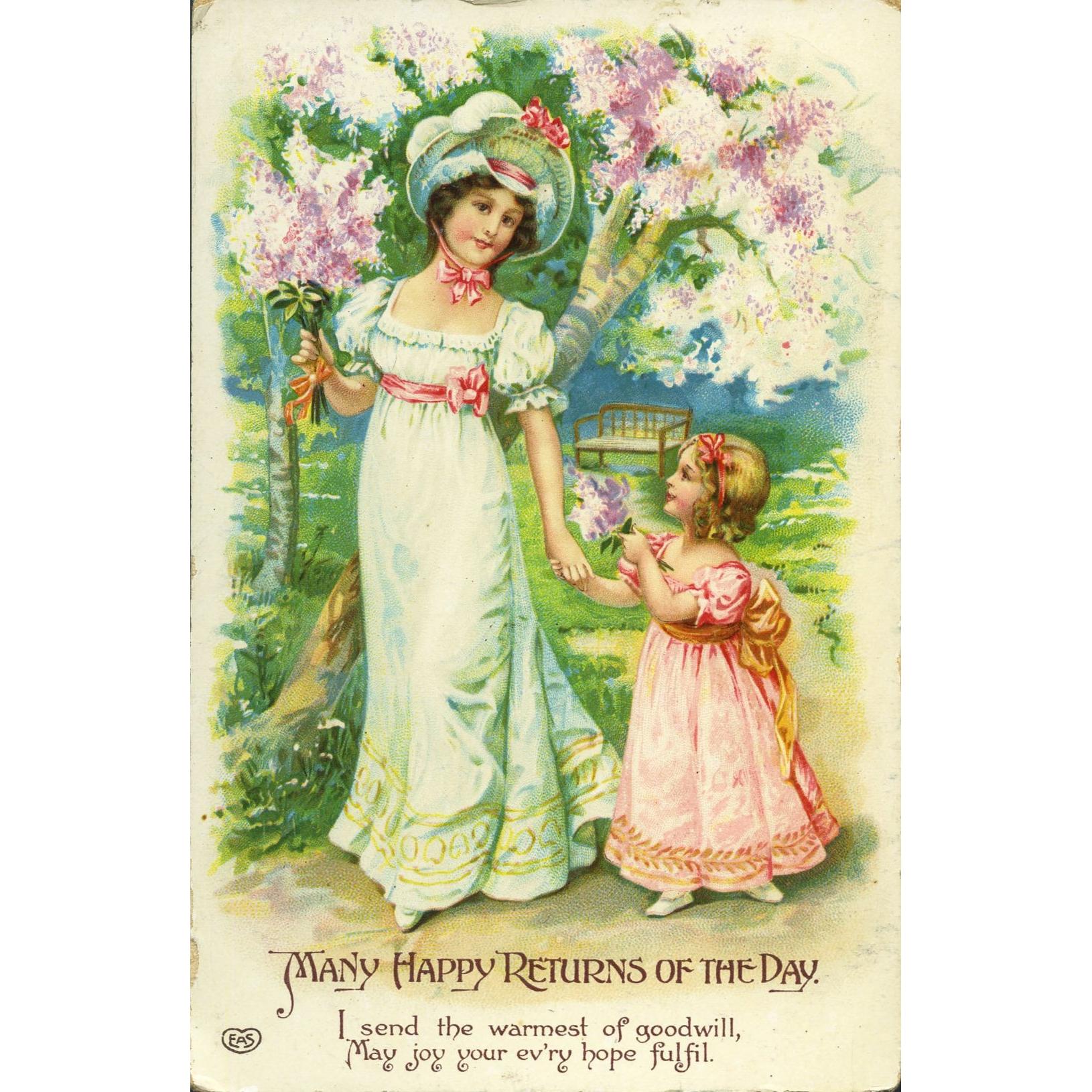 EAS Postcard 'Many Happy Returns of the Day'