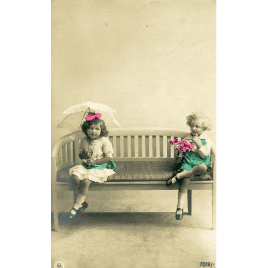 Real Photograph Postcard of Little Girl and Boy, Vintage Photo Children, Antique Photography, Sweetheart Postcard