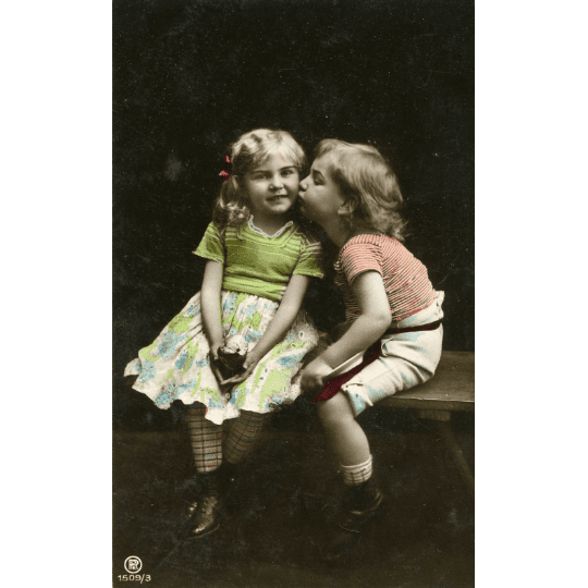 Real Photograph Postcard of Little Girl and Boy, Antique Photo, Sweetheart Postcard, Vintage Valentine