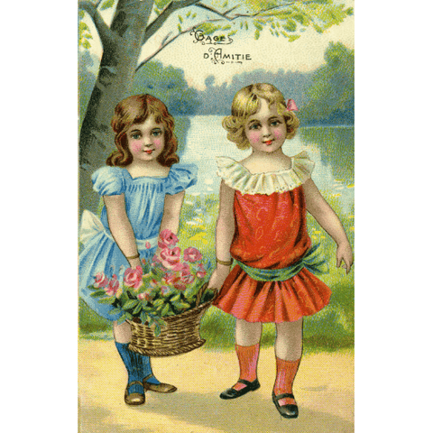 Vintage French 'Gage d'amitie' Postcard, Vintage Postcard, Friendship Postcard